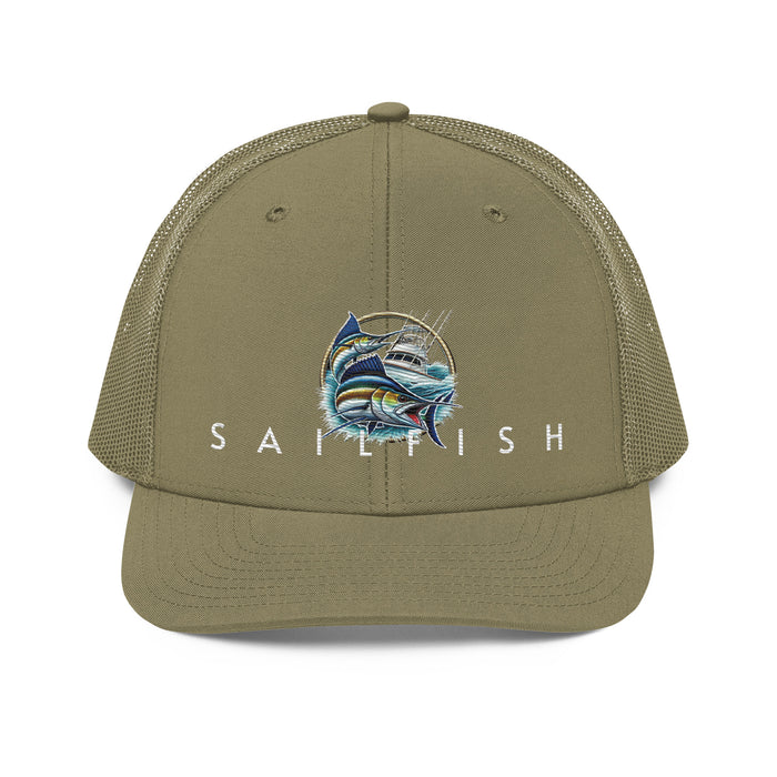 Sailfish Embroidered Offshore  Fishing Hat-Trucker Cap