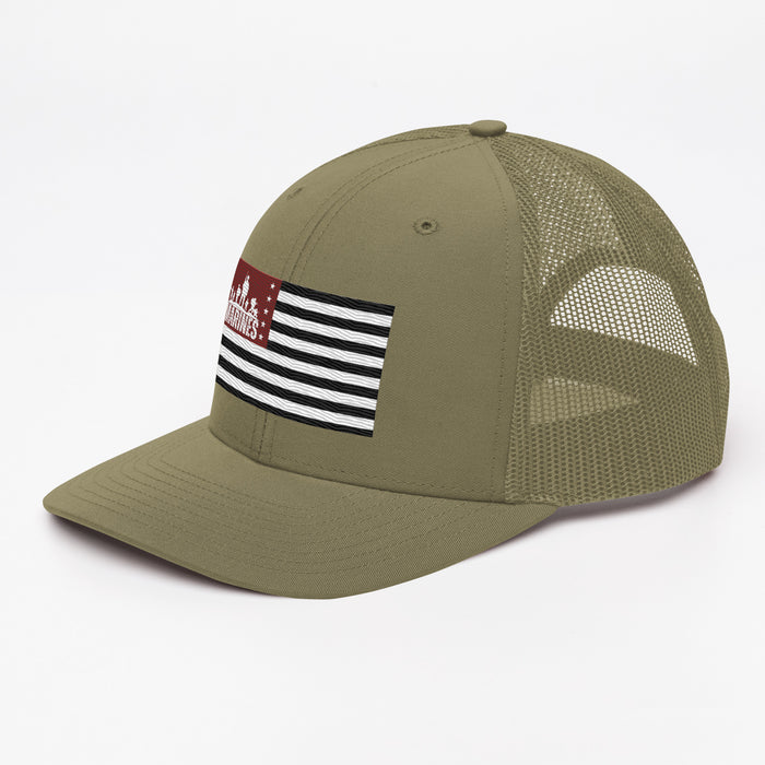 US Marines Military Style  Embroidered Patriotic Hat. Marine Corps -US Flag