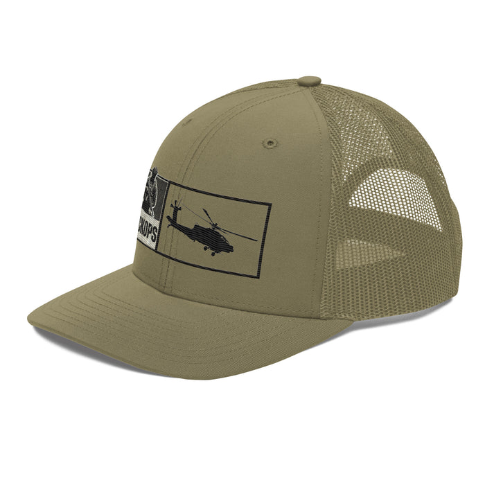 Black Ops Helo Embroidered Tactical Hat- Premium Military Style Cap. Helicopter Tribute