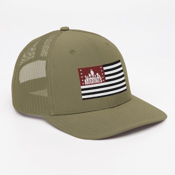 US Marines Military Style  Embroidered Patriotic Hat. Marine Corps -US Flag