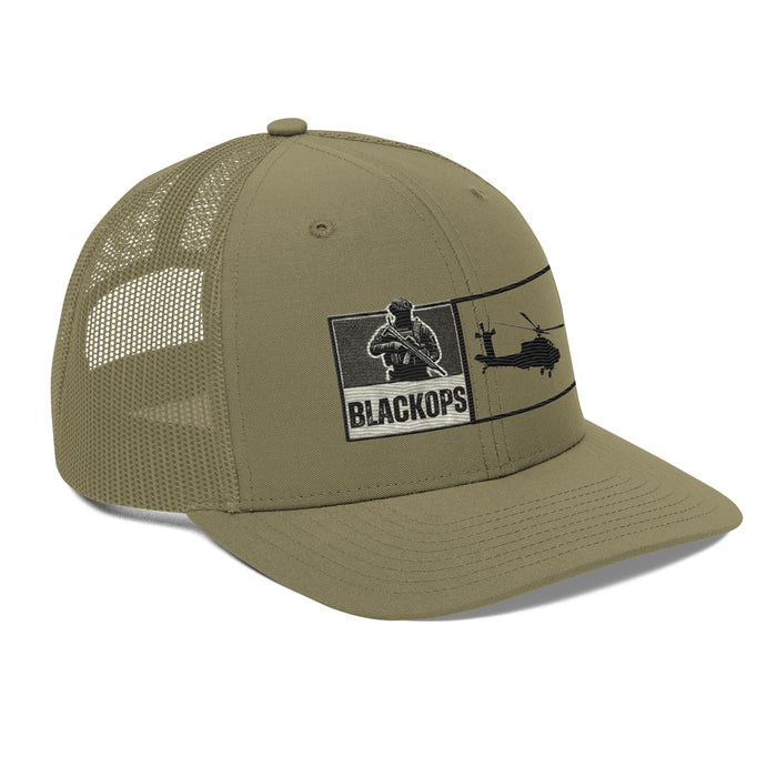 Black Ops Helo Embroidered Tactical Hat- Premium Military Style Cap. Helicopter Tribute