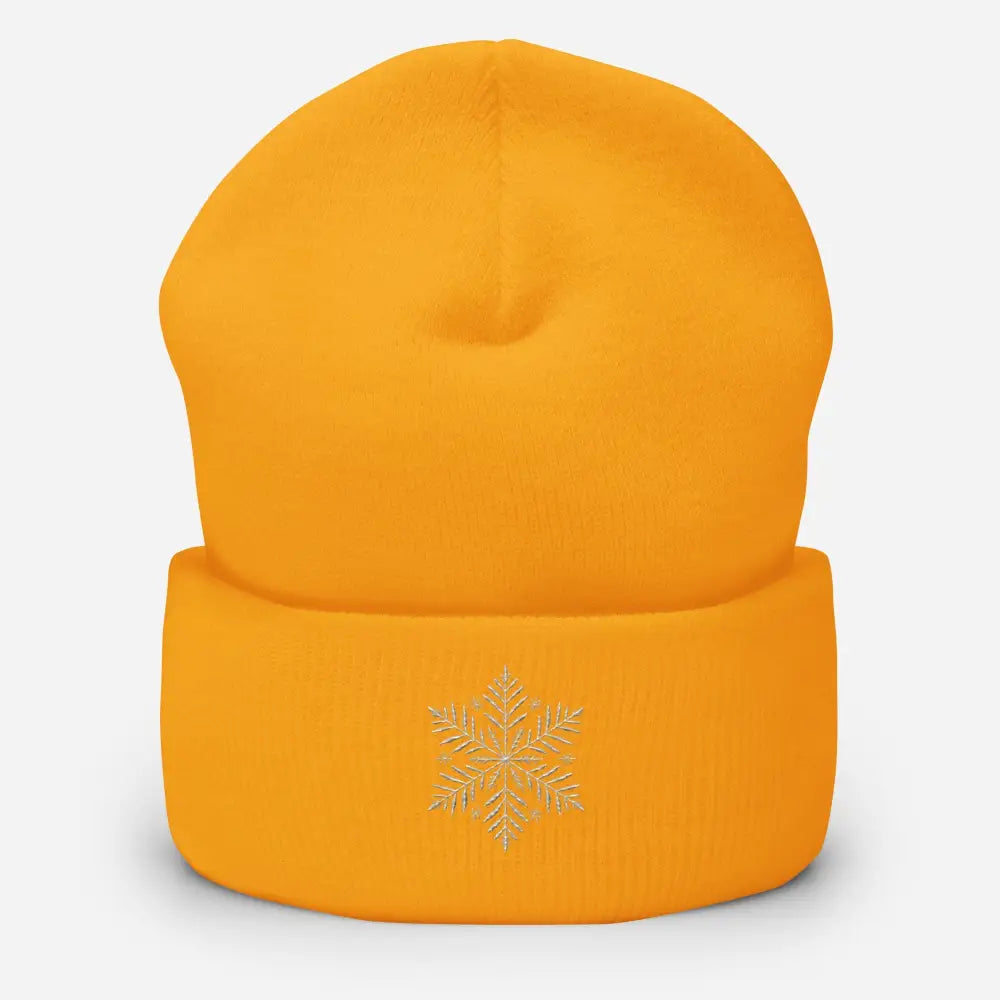 Orange Snowflake Embroidered Turbo Acrylic Beanie