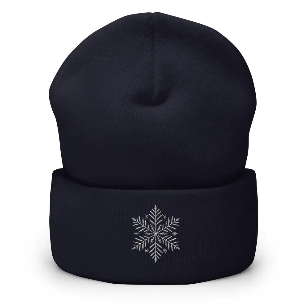 Dark blue Trini Skies snowflake embroidered turbo acrylic beanie