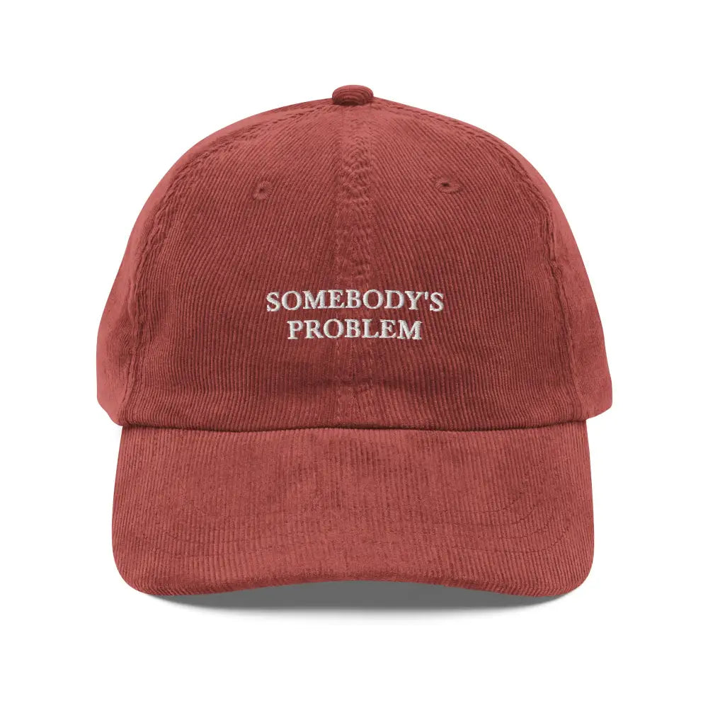 Trini Skies Embroidered Corduroy Hat in Reddish-Brown Somebody’s Problem