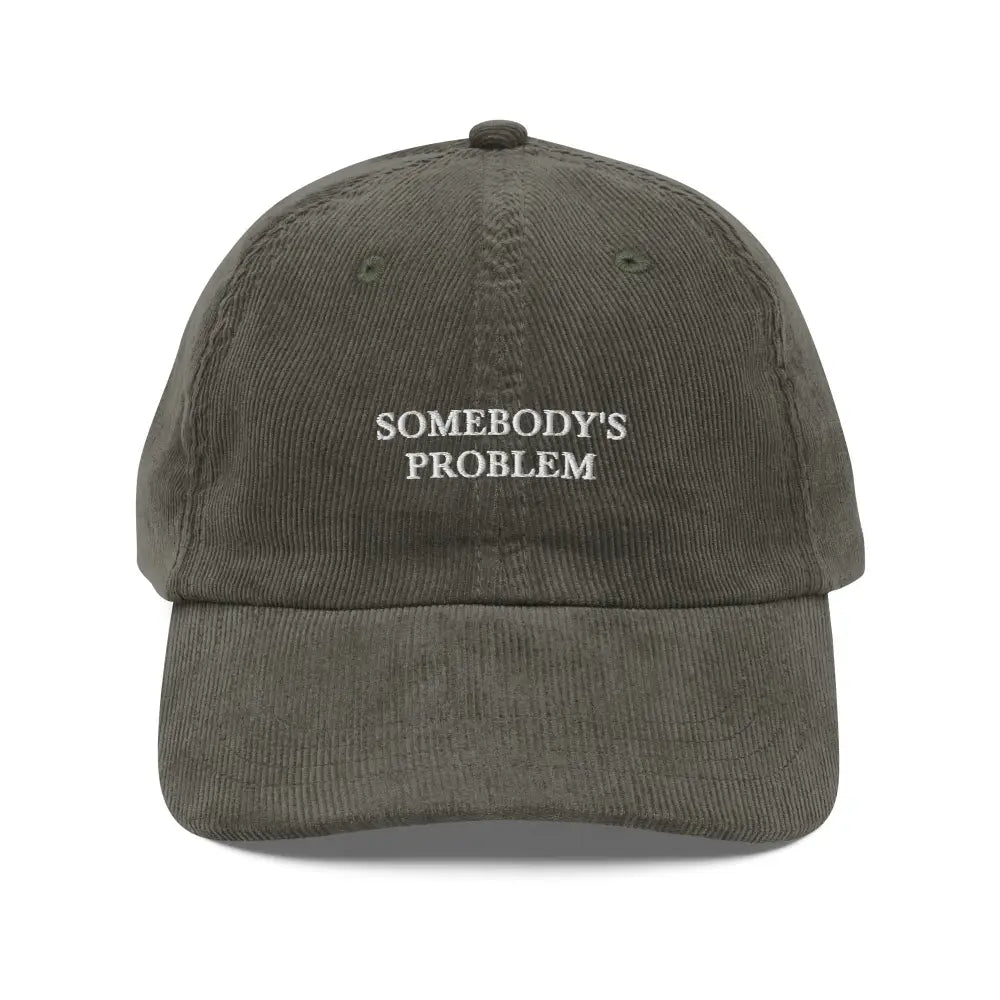 Olive green embroidered corduroy hat by Trini Skies Somebody’s Problem