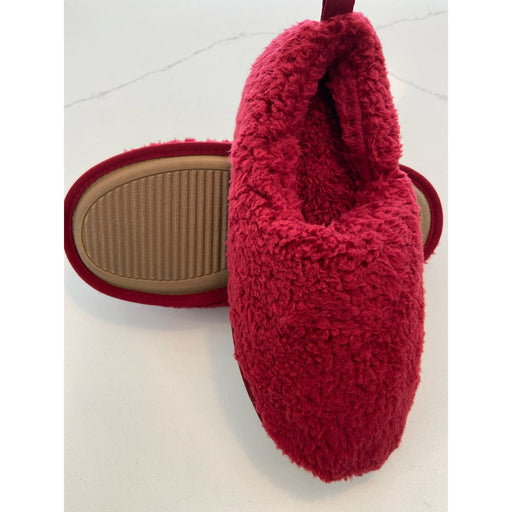 Sonoma Medium / Red "Sonoma Red Fuzzy Slippers - Comfort Cushion, Size Medium (7-8)"