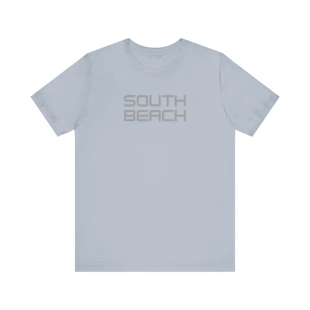 South Beach Serenity light blue unisex graphic tee with gray SO