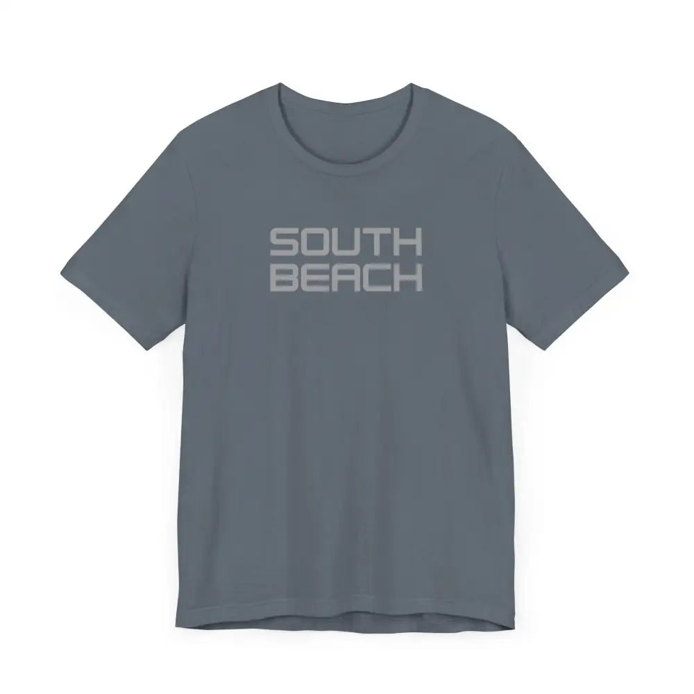 Gray South Beach Serenity graphic tee with SOUTHEAST BEACH print