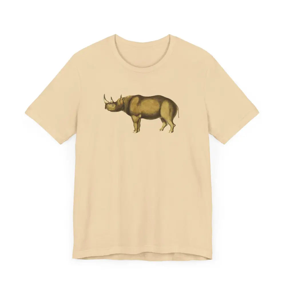 Southern black rhinoceros graphic on light beige unisex t-shirt