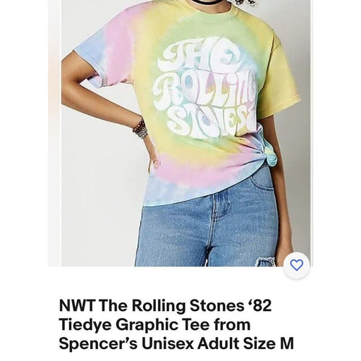 Spencer's Medium / Multi Color Rolling Stones '82 Tie-Dye Graphic Tee * Spencer's Tshirt- Unisex Adult M wts09