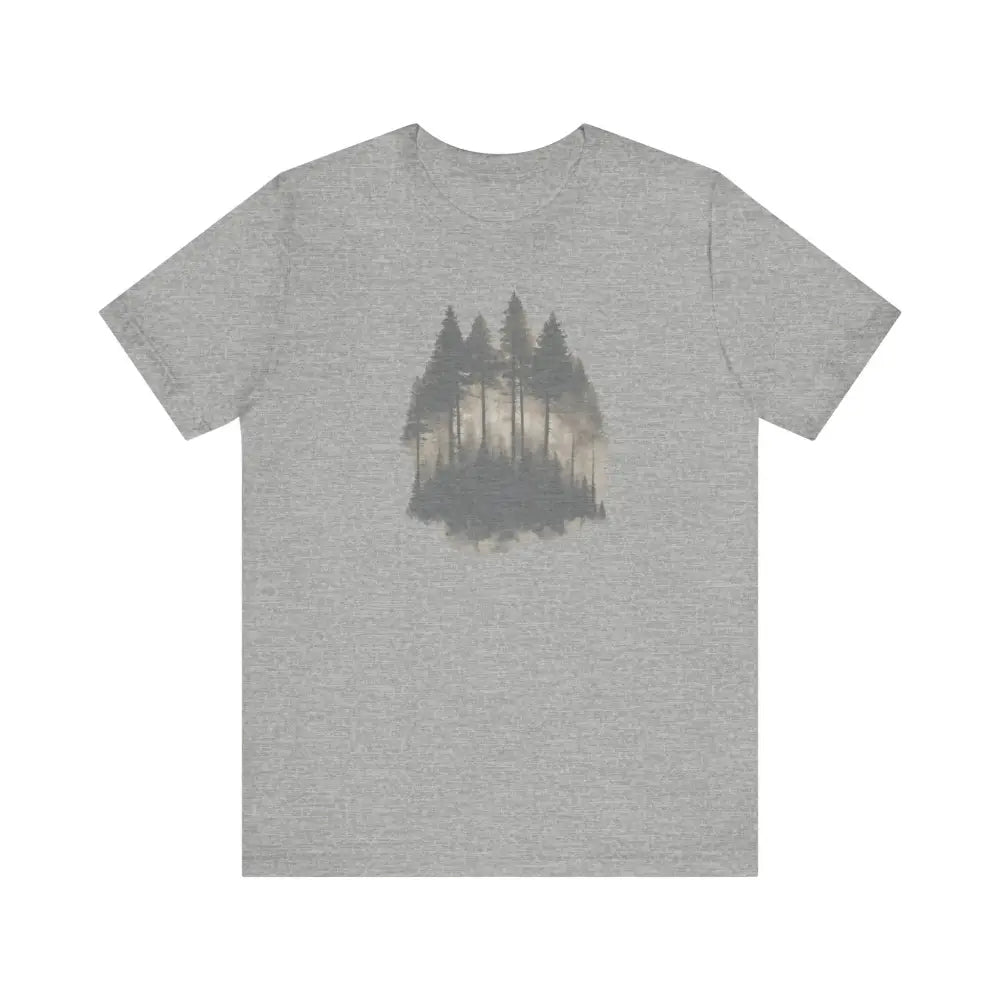 Heather grey unisex jersey forest graphic short-sleeve tee
