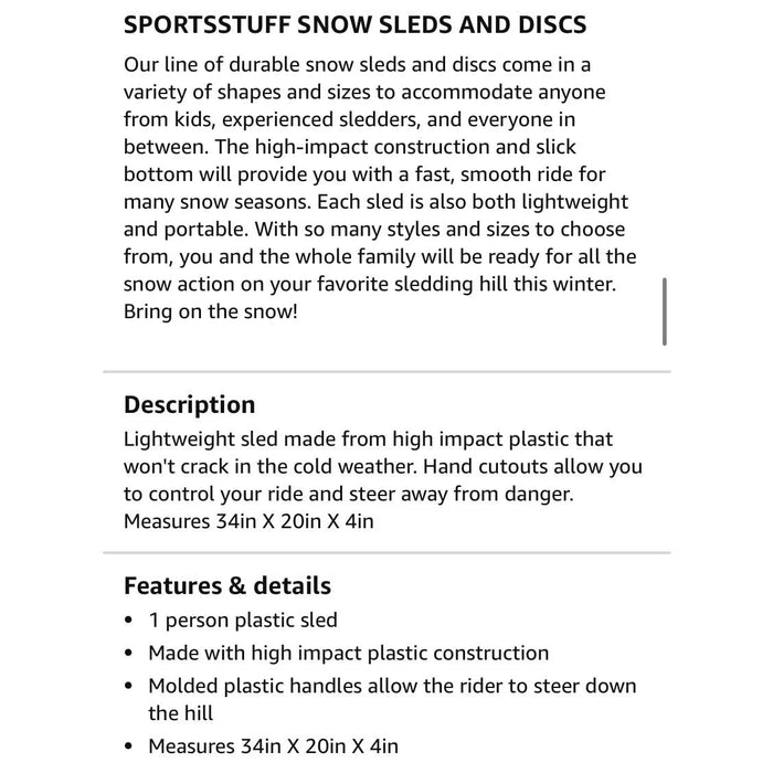 Sportsstuff SPORTSSTUFF ROCKET Plastic Sled winter sports