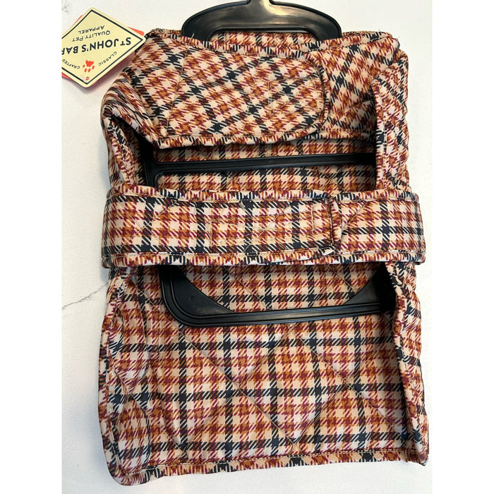 St. John’s bark Small / Tan St. Johns Bark Tan Plaid Dog Vest * Stylish Cold Weather Attire Pet Clothes SZ S