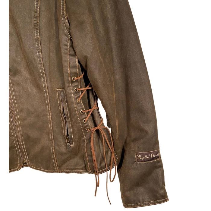 Hard Rock Cafe Myrtle Beach Distressed Faux Leather Jacket * Size L -w2005