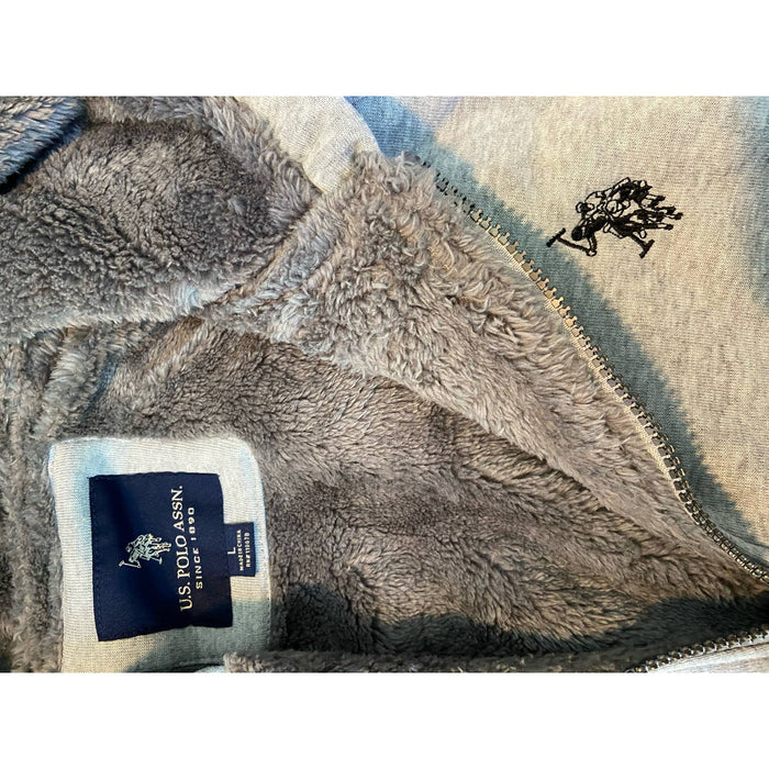 US Polo Assn Fleece Hoodie Sweatshirt Heather Gray Size L MSS33