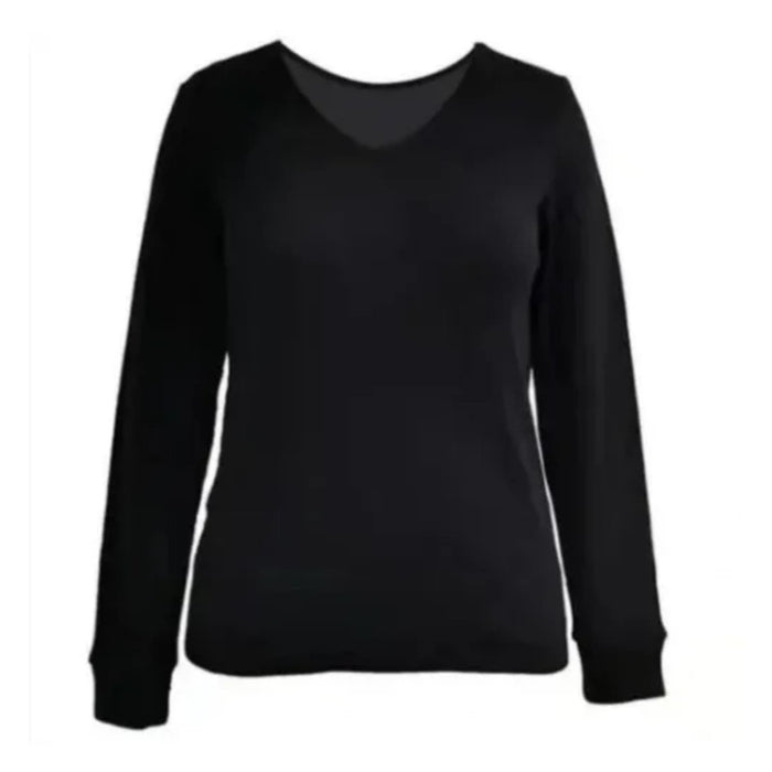 West Loop Women's Long Sleeve V-Neck Shirt * Black - LARGE/XL w1634