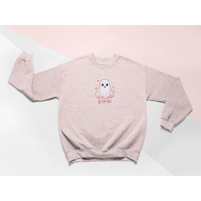 Valentine Be My Boo Adorable Ghostly Graphic Long Sleeve Crewneck Sweatshirt