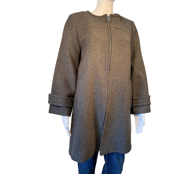 Zara Women's Wool Blend Full Zipper Coat * SZ L Vintage Inspired Elegance WC07