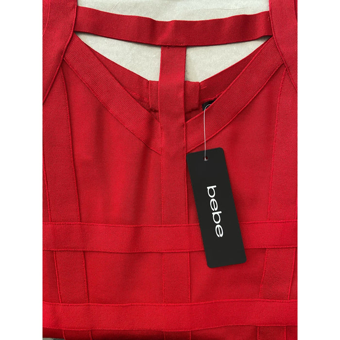 Bebe Bandage Mini Cutout Dress - Red - Size Medium* Confidence-Boosting WD44
