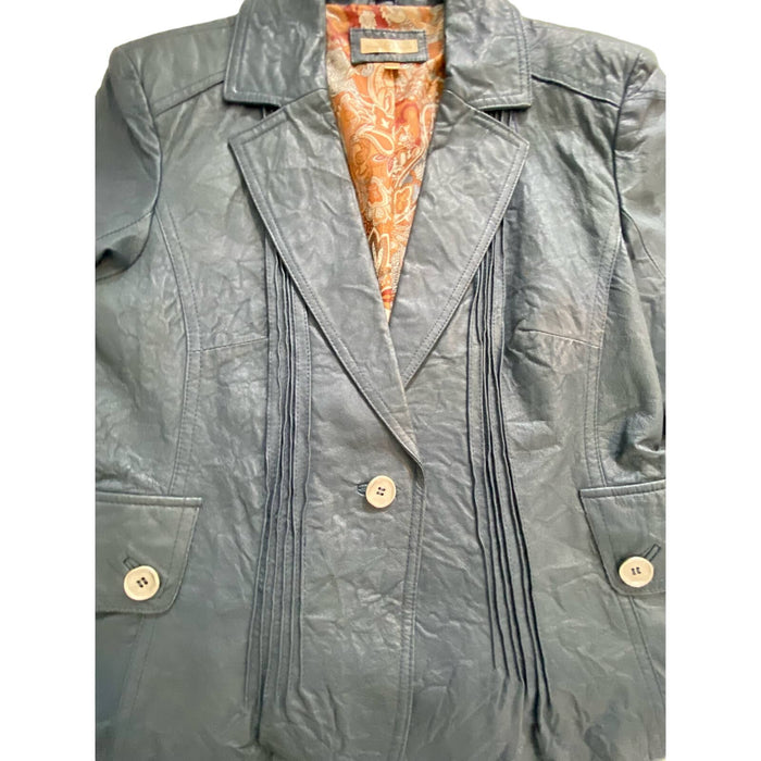 Wilson's Leather Jacket  X-L * Beautiful Blue Preowned Stylish Tailored Fit w2004