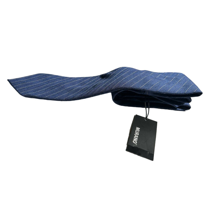 Murano Slim 3” Dark Blue Silk Pinstripe Tie Necktie