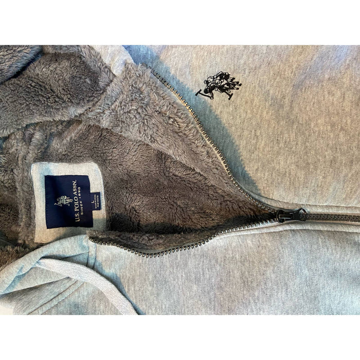 US Polo Assn Fleece Hoodie Sweatshirt Heather Gray Size L MSS33