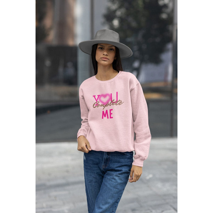 You Complete Me Graphic Long Sleeve Crewneck Pullover Sweatshirt