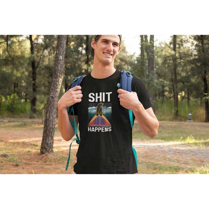 Things Happens Bear on Top of a Tent Graphic Short Sleeve Crewneck Tshirt