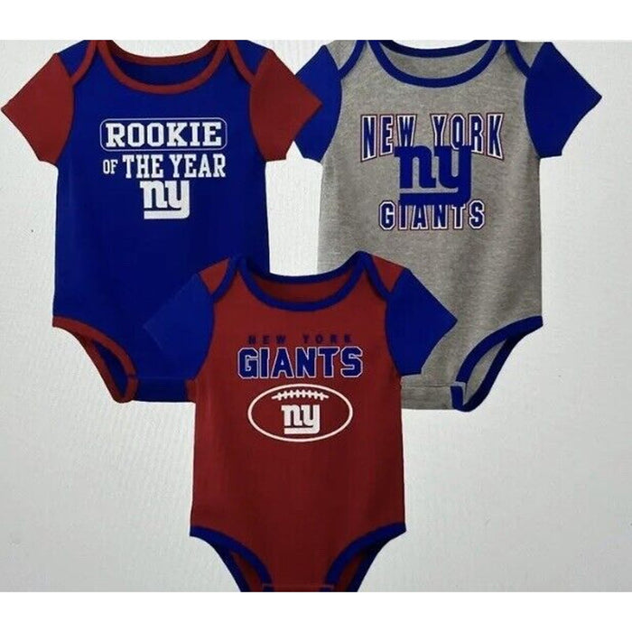NFL New York Giants Baby Boys' 3-Pack Bodysuit Set, Infant 18 Months K29 *