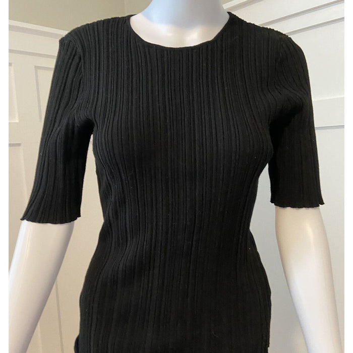 H&M Black Ribbed Cropped Short Sleeve Sweater * Women's Small WTS14