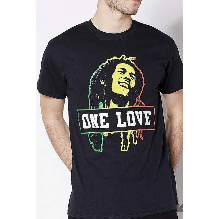 Men’s Spencer’s Rasta One Love Bob Marley T Shirt Black Size Medium New MTS09