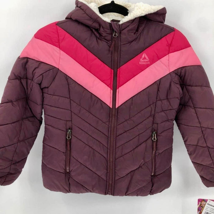Reebok Sherpa Hooded Retro Chevron Jacket Size Large* Bright Pink Colors WOM209