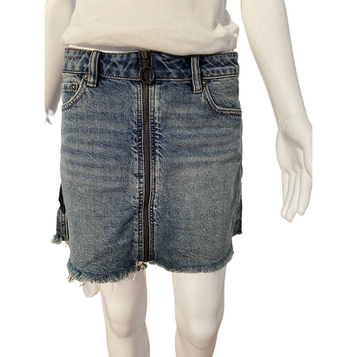 We The Free People Distressed Denim Mini Skirt* Vintage Style Size 27 WD02