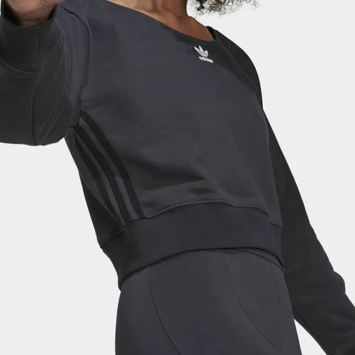 Adidas Women's Slouchy Crew Sweatshirt, Carbon SZ Small wom870