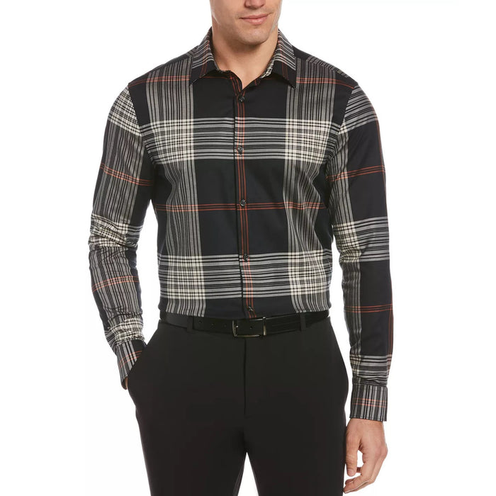 PERRY ELLIS Men's Stretch Plaid Button Down Shirt Size L * Versatile Style M1304
