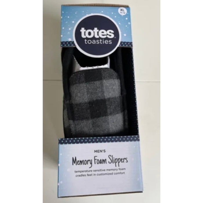 Totes Toasties Checkered Memory Foam Slippers - Men's Size 9-10