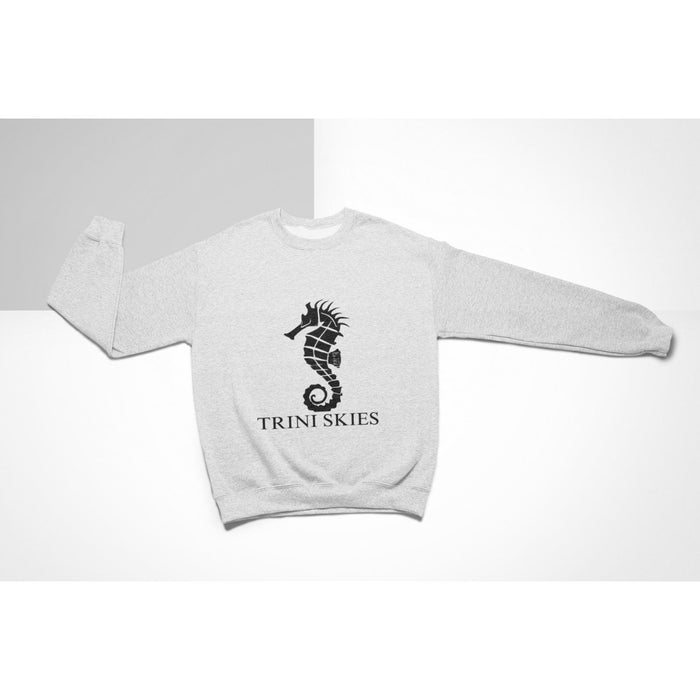Trini Skies Nautical Seahorse Long Sleeve Graphic Pullover Crewneck Sweatshirt