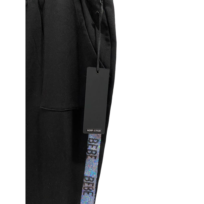 BEBE Women's Black Sequin Striped Joggers - Chic Comfort In Size Medium wom825