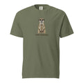 Olive green meerkat graphic tee with stay curious text