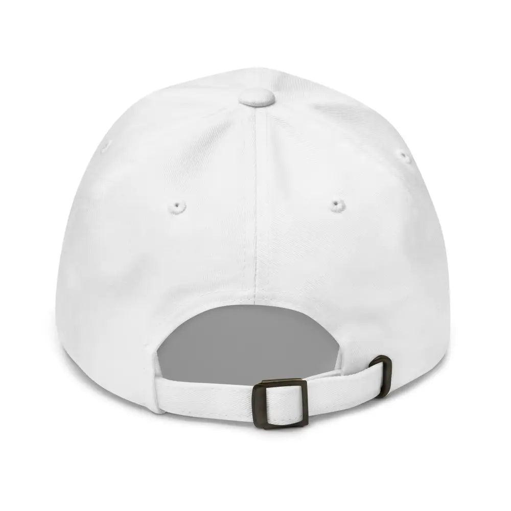 White embroidered Stay Wild Free Spirit sunflower hat front view – adjustable cotton cap