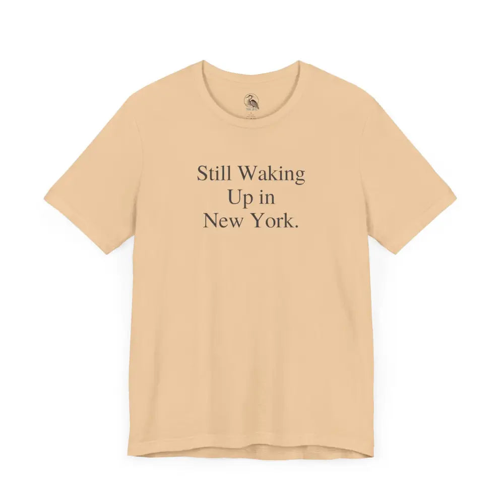Light brown minimalist Bella Canvas NYC York tee shirt