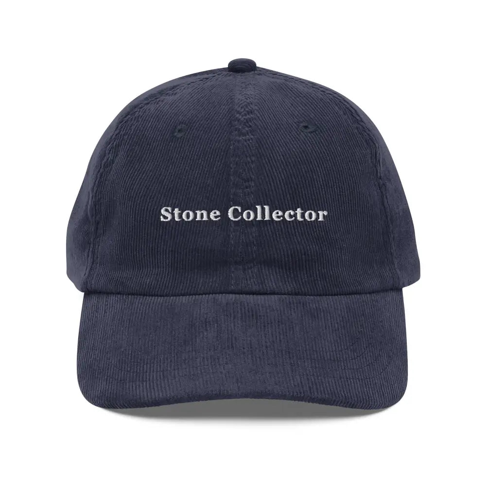 Stone Collector embroidered vintage corduroy cap in navy blue