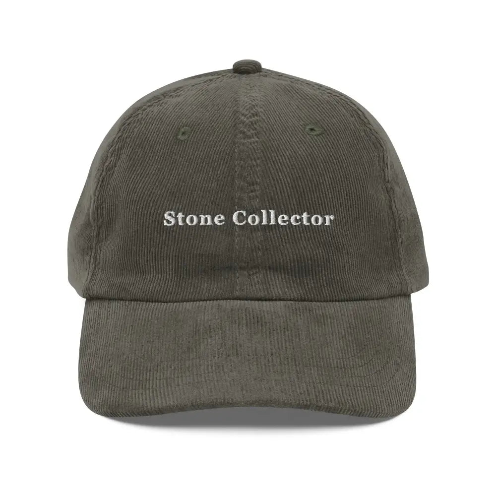 Stone Collector embroidered vintage corduroy cap in dark green