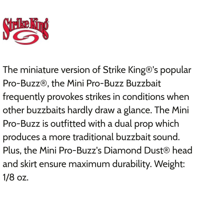 Strike King Strike king Mini Pro Pro Buzz Bait 1/8 oz