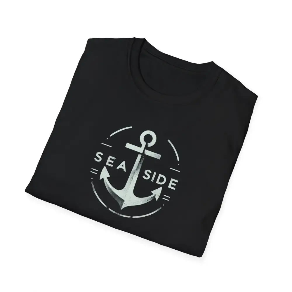 Nautical seaside anchor unisex soft-style black t-shirt