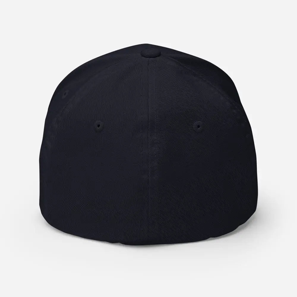 Dark blue fitted Trini Skies embroidered corduroy cap