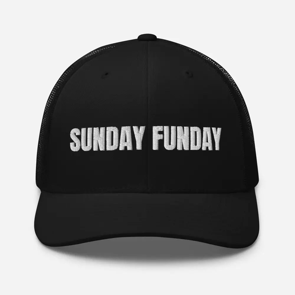 Trini Skies Sunday Funday embroidered trucker hat