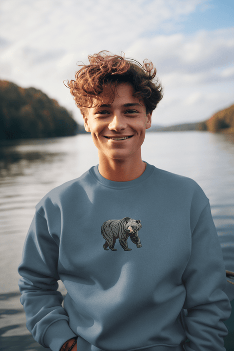 Black Bear Crew Neck Sweatshirt  Cozy Wildlife-Inspired Casual Adventure Pullover