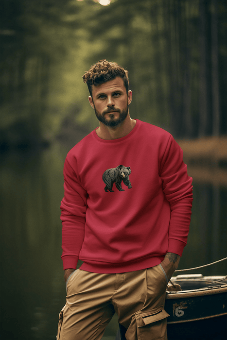 Black Bear Crew Neck Sweatshirt  Cozy Wildlife-Inspired Casual Adventure Pullover