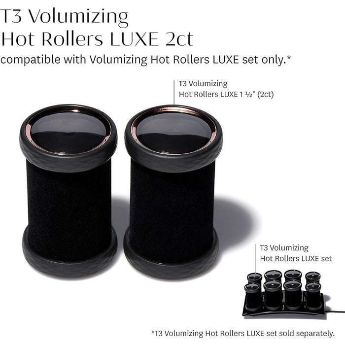 T3 T3 Volumizing Hot Rollers LUXE 1 1/2” | Long Lasting Volume, Body & Shine 2-Pack